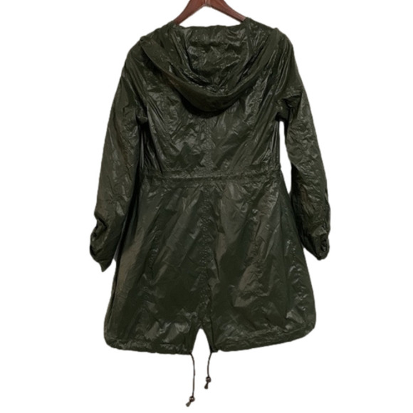 𝅺Soia and Kyo Nylon Windbreaker Jacket with Hood Olive Green XS - Picture 2 of 14